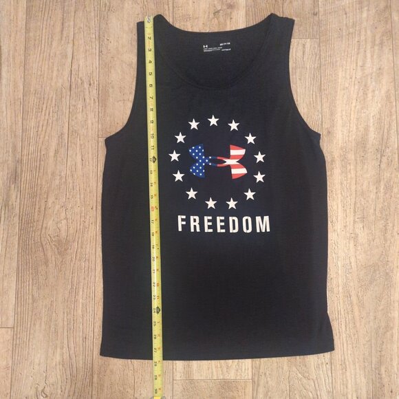 Under Armour Mens Small Black Tank Top USA Gym Exercise Run Jog Active Heatgear - Picture 5 of 5